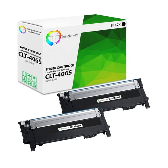 TCT 406S Black Toner Cartridge 2 Pack - Premium Compatible Replacement for Samsung CLT-406S CLT-K406S Black