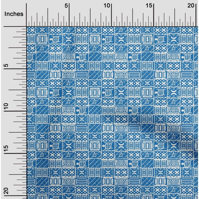 oneOone Georgette Viscose Medium Blue Fabric Geometric African Craft Projects Decor Fabric Printed By The Yard 42 Inch Wide