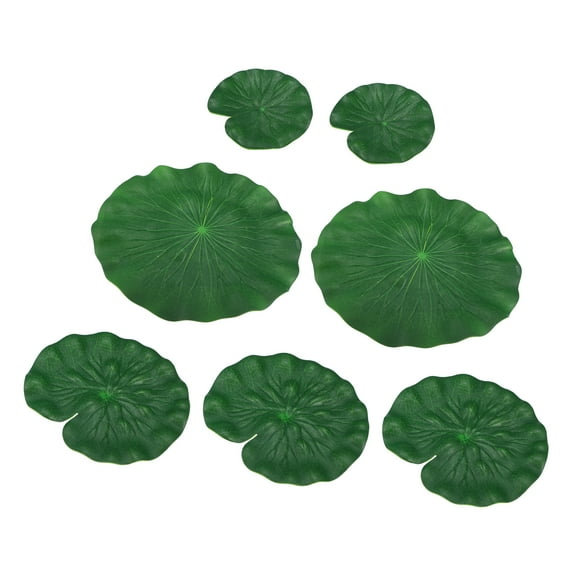 Unique Bargains 7pcs Garden Ponds Pool Decoration Artificial Lotus Leaves Green 3.9"