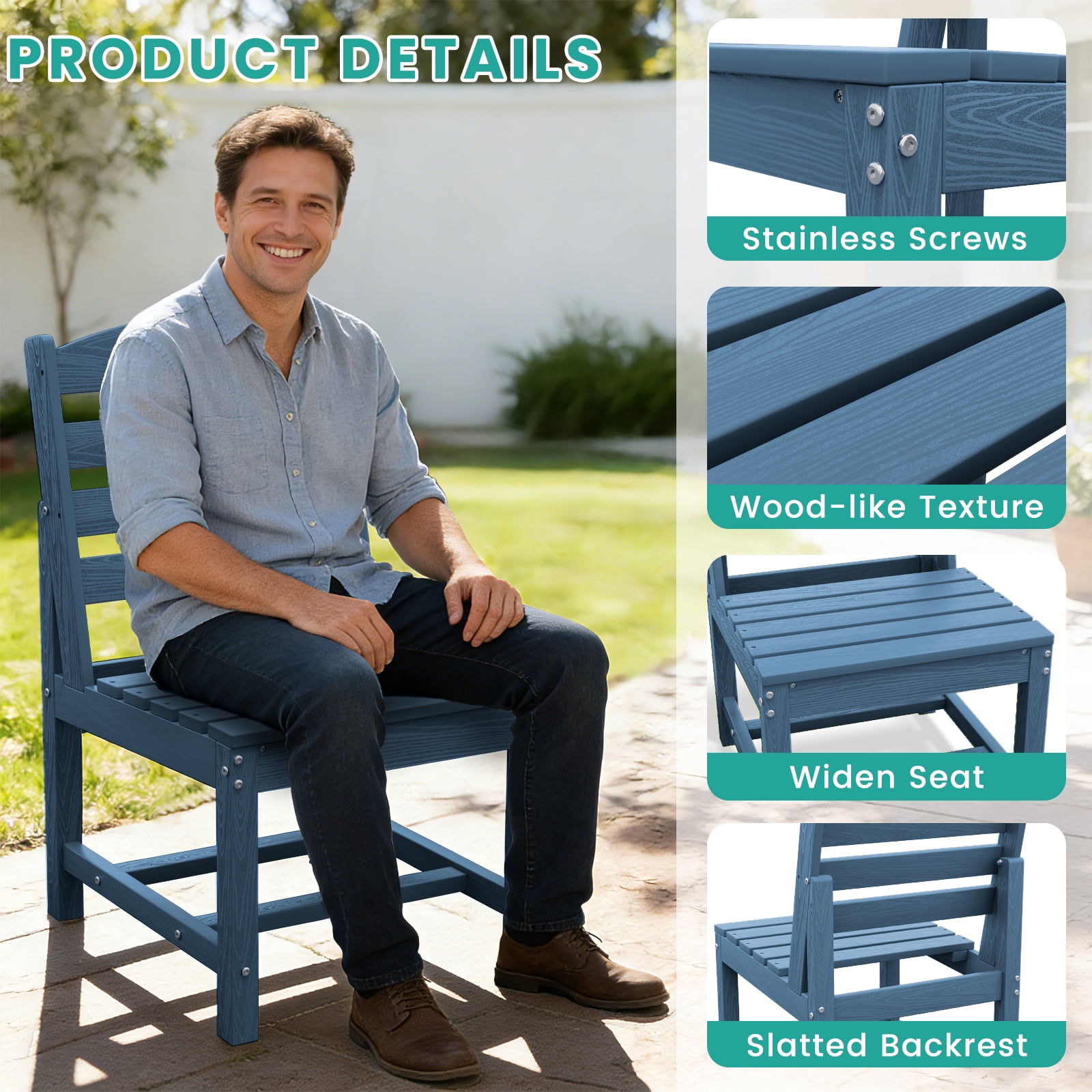 LOYALICE 7 PC Outdoor Patio Furniture Set, Patio Dining Sets, 6 Chairs and 1 Table, Navy Blue