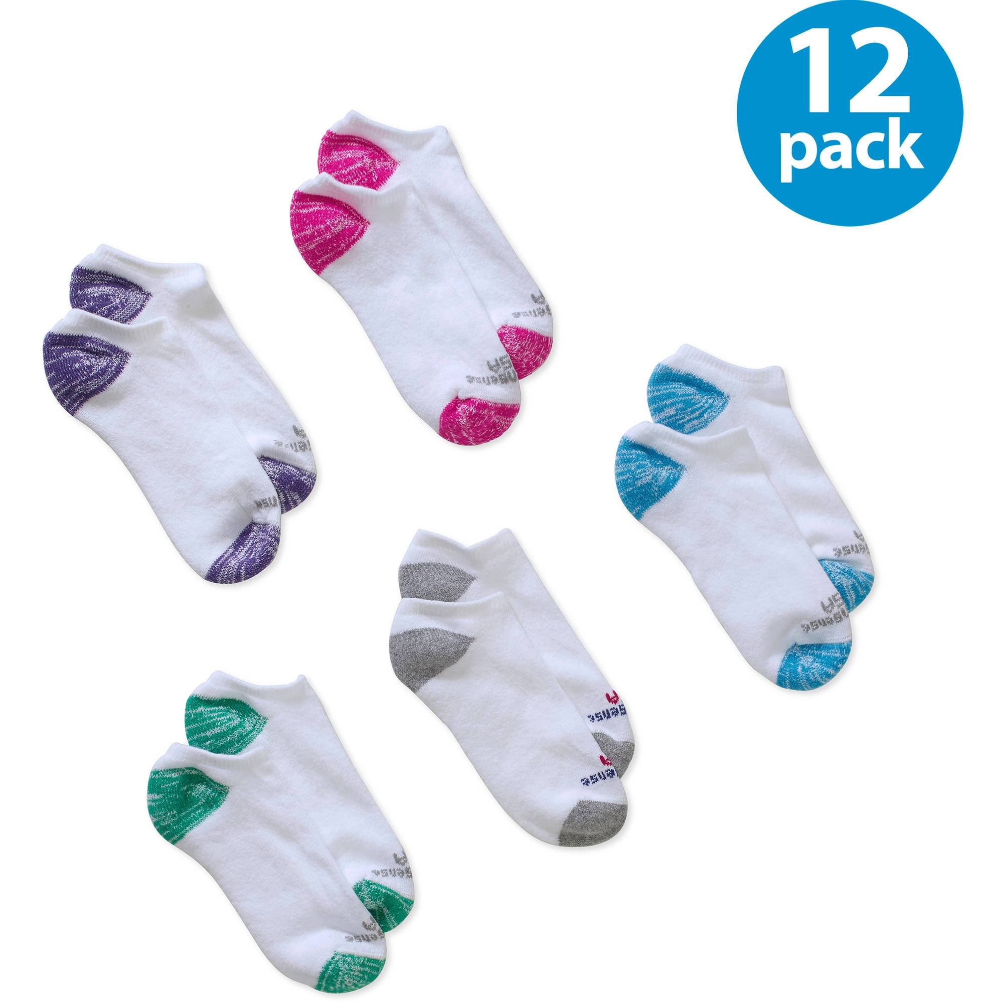 Women's H&T Color No Show Socks, 12pk