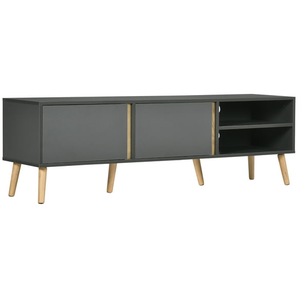 CoSoTower TV Stand for TVs up to 55", TV Cabinet with Shelves and Cable Holes, Entertainment Unit for Living Room, Dark Grey