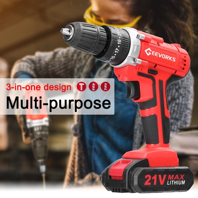Outil de Perçage, Modes 2 Vitesses 21v Perceuse 3 Modes 3 Modes 2 Couples Eryue Ajustement Lithium Réglable 25 de 25 Couples Rotation Vitesse Ajustement des Couples Réglable 2 Vitesses