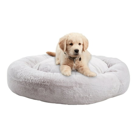Ryder Faux Fur Cuddler Donut Bed, Medium, Whisker Gray