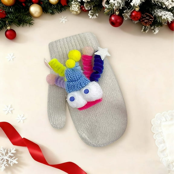 Cadancy Christmas Mittens for Women Funny Knitted Cold Weather Warm One Finger Stretch Cuffs Gloves Xmas Party Cute Comfy Fleece Winter Gloves Gifts