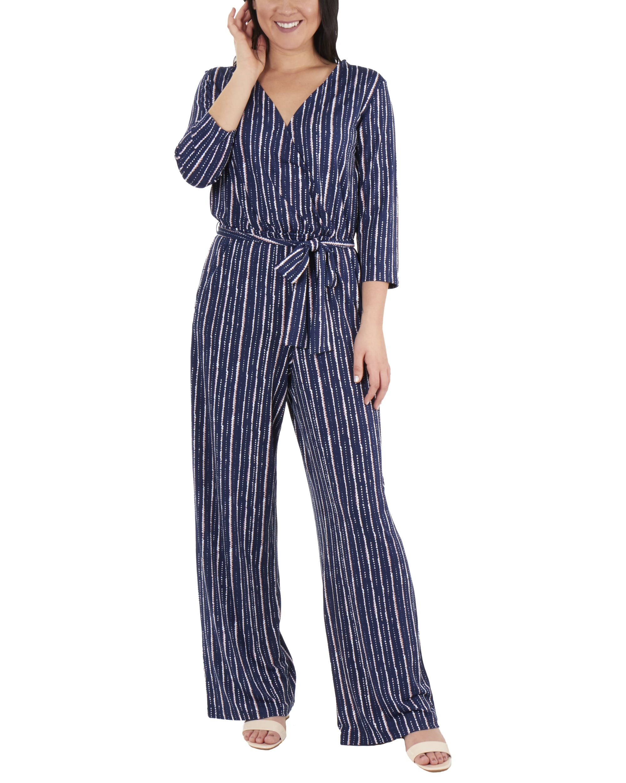 3/4 Sleeve Sash Belt Jumpsuit