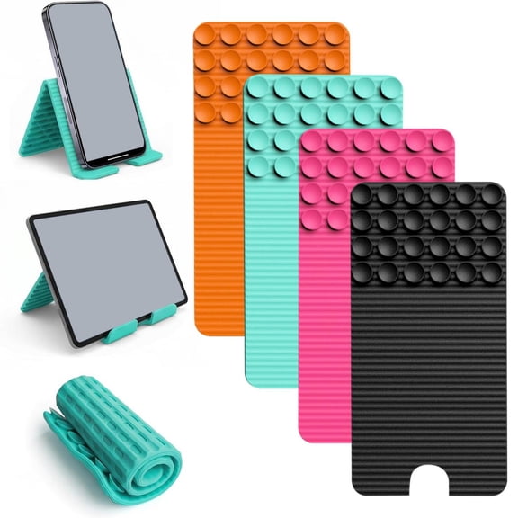CozeLy Flexible Silicone Phone Holder Foldable Silicone Phone Stand with Suction Cups for Bed Travel Deformable Lazy Holder for Phone Tablet Laptop