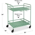 thumbnail image 2 of ZYPPP Outdoor Mobile Patio Bar Cart, Home Bar Serving Cart, BBQ Side Table w/ 2 Tier Storage, Wine Rack, Lockable Wheels - Sage, 2 of 9