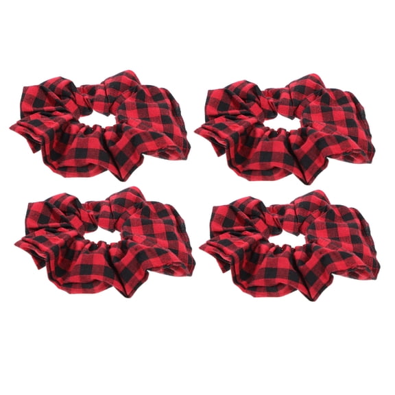 Raindrops Red Circular Adorable Hair Ropes 4Pcs Cloth For Girls Ponytail