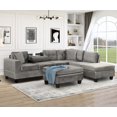 thumbnail image 2 of Euroco Modern Sectional Sofa with Storage Ottoman, L-Shape Couch with 2 Pillows and Cup Holder, Sectional Sofa with Reversible Chaise for Living Room, Gray, 104.5", 2 of 9