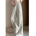 thumbnail image 3 of IROINNID Discount Women's Pants Cargo Pants High Waist Drawstring Solid Loose Fit Versatile Pants,White, 3 of 6