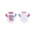 thumbnail image 3 of Aojekbee Baby Independence Day Romper Short Sleeve Crewneck Letter Embroidery Contrast Color Romper, 3 of 10