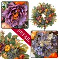 thumbnail image 4 of WANNA-CUL Corona de otoño de 24 pulgadas para puerta de entrada con hortensia azul, peonía naranja púrpura y calabazas, decoración de otoño para el hogar, corona de puerta grande para decoración de ot, 4 of 9