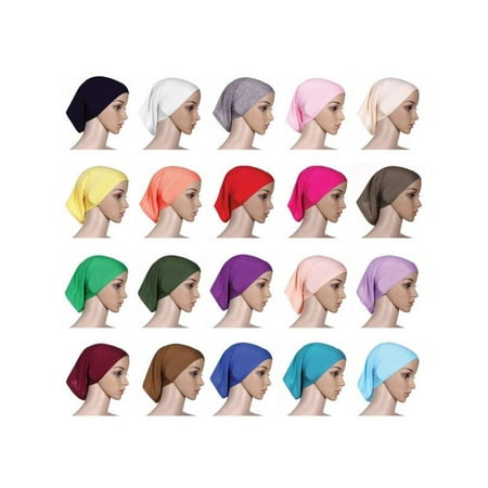 MarinaVida Women's Under Scarf Tube Bonnet Cap Bone Islamic Head Cover Hijab Hair Wrap 20 (Best Way To Cover Gray Hair For Black Hair)