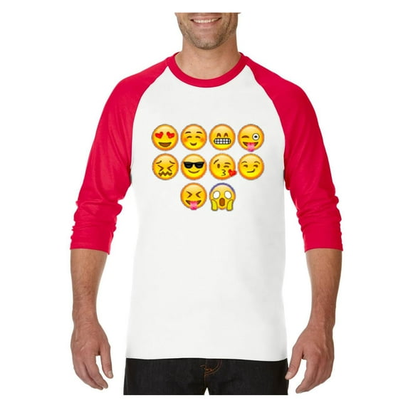 MmF - Mens Raglan Sleeve Baseball T-Shirts, up to Size 3XL - Emoji Entourage