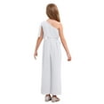 thumbnail image 2 of Raenseen Girls One Shoulder Ruffled Jumpsuits Dressy Wide Leg Pants Rompers Formal One Piece Outfits White 10, 2 of 6