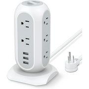 5 FT Wall Mount Outlet Extender,4 AC Outlets 3 USB Ports,for Dorm Essentials, Office
