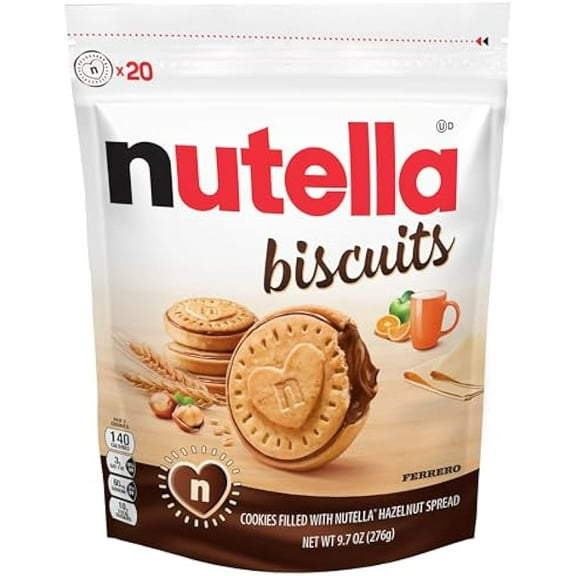Nutella Biscuits, Hazelnut Spread With Cocoa, Sandwich Cookies, 20-Count Bag
