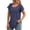 Navy, variant on Women's Henley Rolled Cuff Tunic Top, Round Neck Gathered Loose-Fit Short Sleeve Casual Polyester-Cotton Blend Shirt for Women