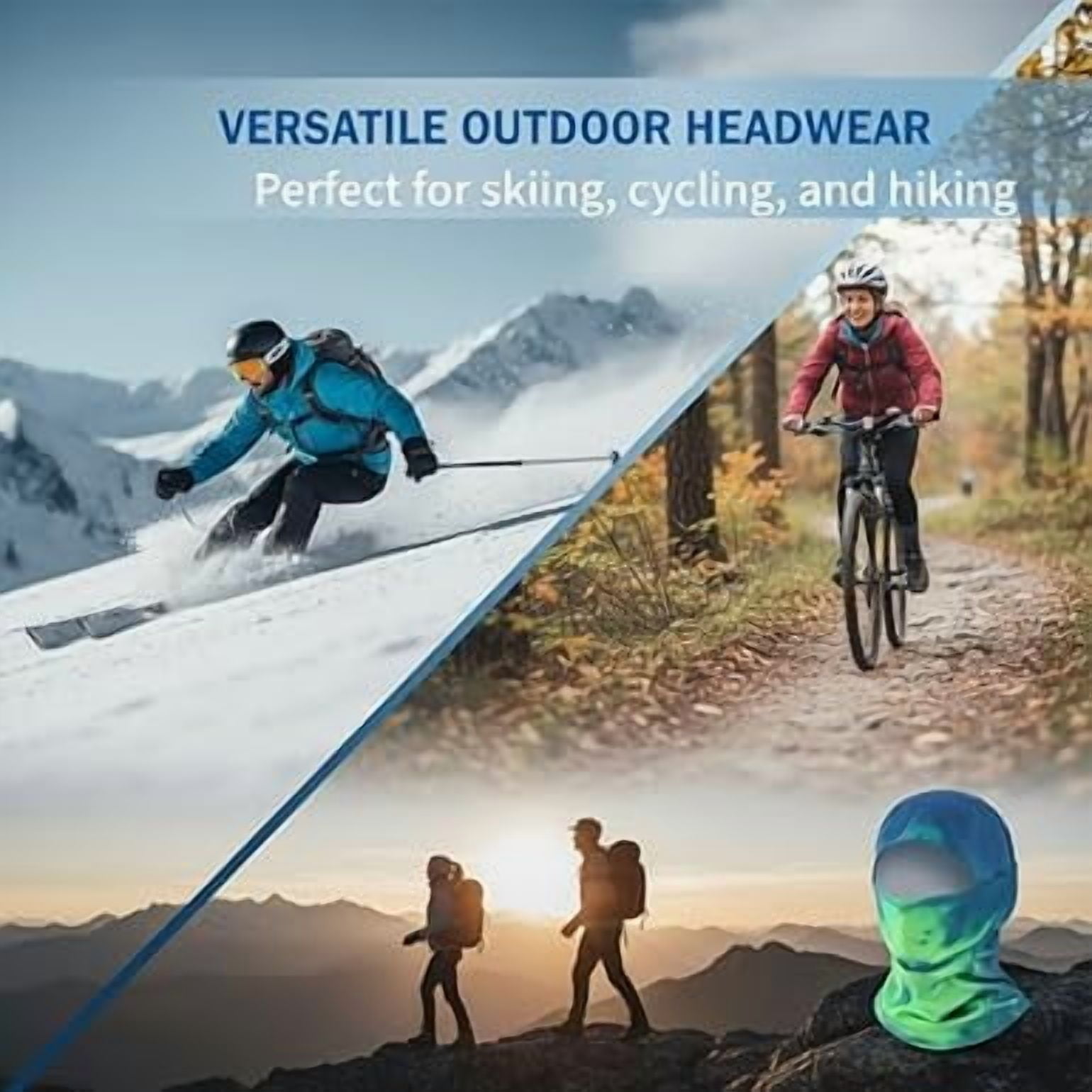 Balaclava Temperature-Sensitive Color-Changing mask, Windproof and Warm Winter Scarf mask, Cold-Proof ski mask（x）
