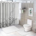 thumbnail image 7 of Orinice  Grey Shower Curtain, Ornament Border with Swirls Dots in Rococo Style Renaissance Details, Cloth Fabric Bathroom Decor Set with Hooks,  White, 7 of 7