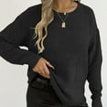 thumbnail image 6 of Fanxing Fall Pullover Sweaters for Women Oversized Crew Neck Knitted Tops Casual Dressy Long Sleeve Loose Jumper Travel Outtfits Black S, 6 of 8