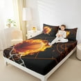 thumbnail image 4 of Manfei Fire Basketball Teen Queen Sheet Sets 4 Pieces, Basketball Court Boy Flat Sheet, Sports Themed Queen Fitted Sheet, Lightweight Bedroom Decor, 4 of 7