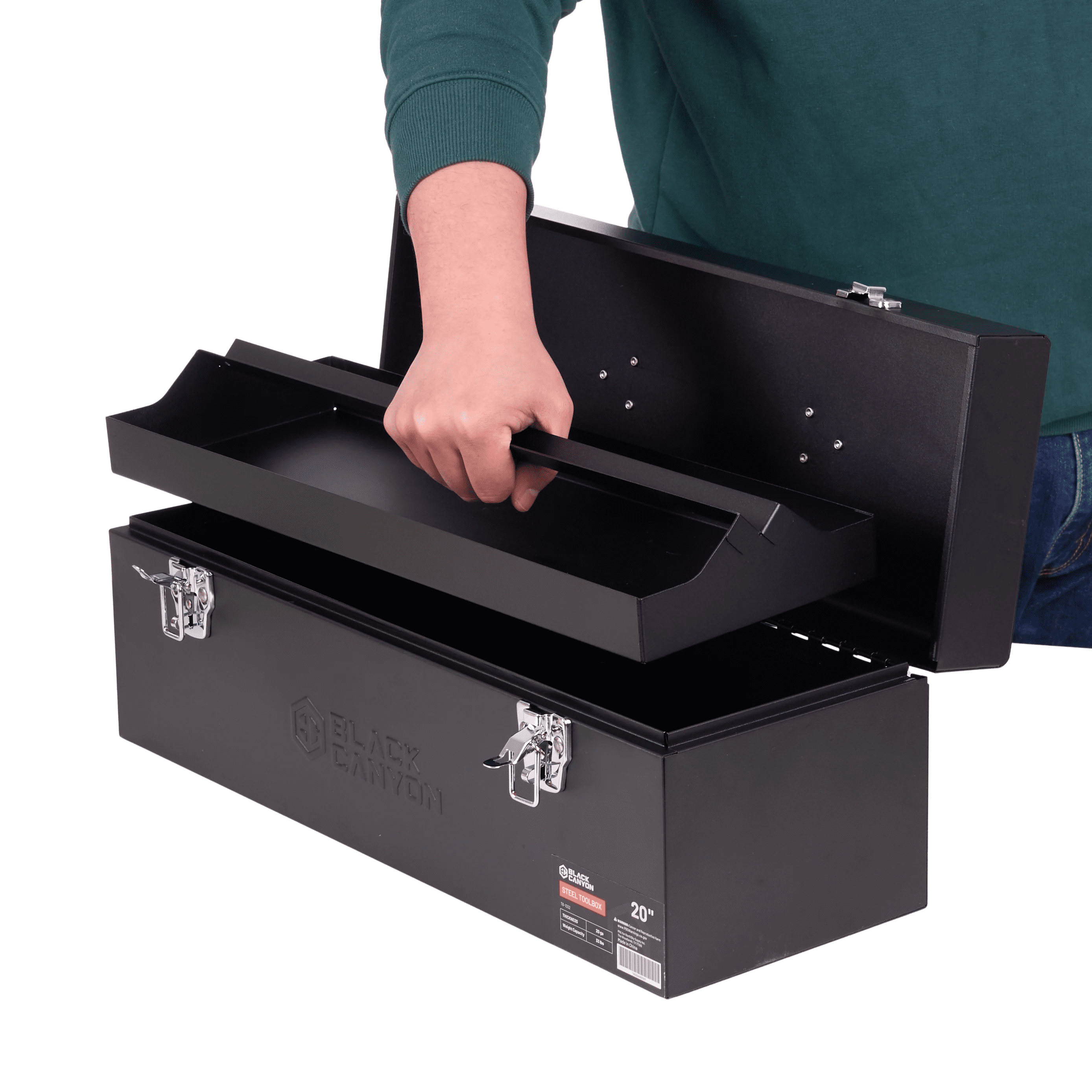NorthSky 20" Steel Tool Box, Heavy Duty Carbon Steel, Portable Toolbox with Lockable Handle, 4 Anti-Slip Pads, for Trailer, Garage, Mechanic