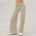 thumbnail image 2 of CHIUNL Straight Leg Yoga Pants for Women, High Waisted Pocketless Tummy Control Leggings, Minimalist Buttonless Wide Leg Lounge Pants for Office (Beige L), 2 of 8