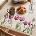 thumbnail image 3 of Spring Red Tulip Placemats Set of 2, Country Watercolor Red Flower Green Leaf Linen Non-Slip Place Mats Washable Table Mats for Kitchen Dining Table Decorations Indoor/Outdoor, 3 of 9