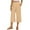 Beige, variant on Qulqfy Stretchy Women's Pants Capri Beige Casual Solid Petite High Waisted Capris Girl Pants L