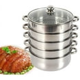 thumbnail image 1 of 5-Tier Stainless Steel Steamer, Multi-Layer Cookware Pot with Handles on Both Sides, 1 of 4