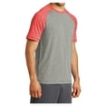 thumbnail image 4 of Mens Tri-Blend Wicking Polyester/Cotton/Rayon Raglan Tee True Red Heather/ Light Grey Heather Large, 4 of 8