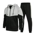 thumbnail image 4 of Stamzod Men's Hooded Athletic Tracksuit Long Sleeve Full-Zip Jacket and Jogging Sweatpants Sportsuits 2 Piece Fasion Patchwork Sweatsuit for Me, 4 of 5