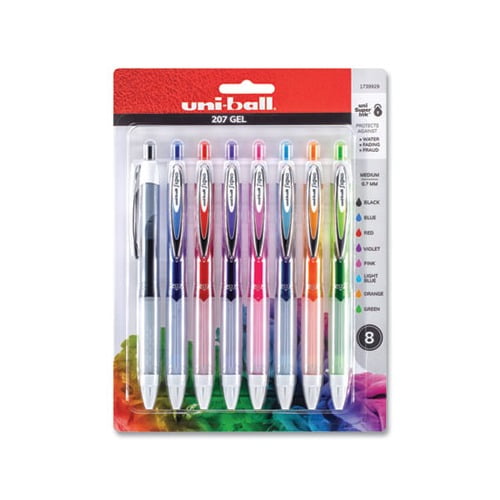 Signo 207 Retractable Gel Pen Medium 0.7 mm, Assorted Ink/Barrel, 8/Set