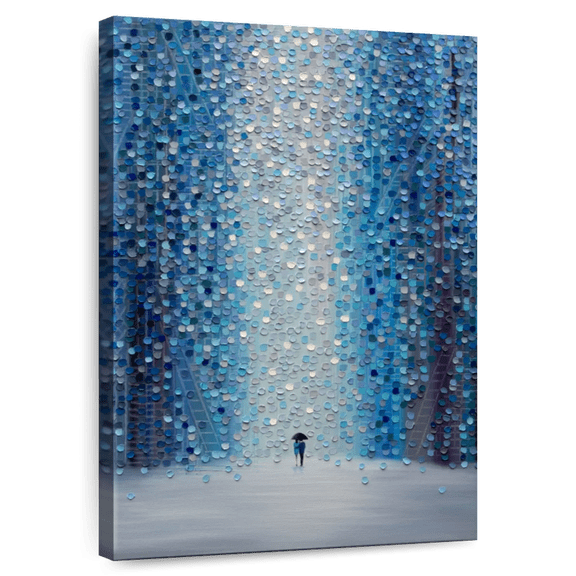 Elephant Stock Under Umbrella With You Wall Art - Vertical Canvas Wall Art - Living Room Wall Decor - Love Canvas - Blue And White Decor By Ekaterina Ermilkina - 8" x 12"