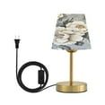 thumbnail image 2 of Wobogo White Peony Pattern Table Lamps Three-channel Adjustable Lighted Antique Brass Metal Base Simple Modern Style for Bedroom Nightstands Living Room and Office, 2 of 8