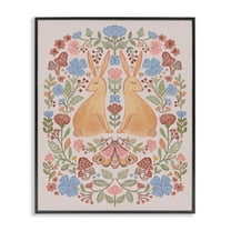 Stupell Industries Autumnal Folk Rabbits Animals Painting Black Framed Art Print Wall Art, 11 x 14