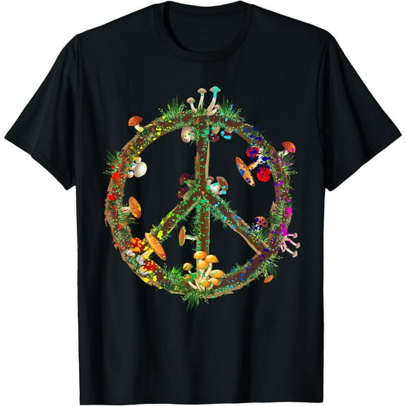 Magic Mushrooms Peace Sign Psychedelic Retro Shrooms Gift Unisex T-Shirt for Men Women Kids Toddler