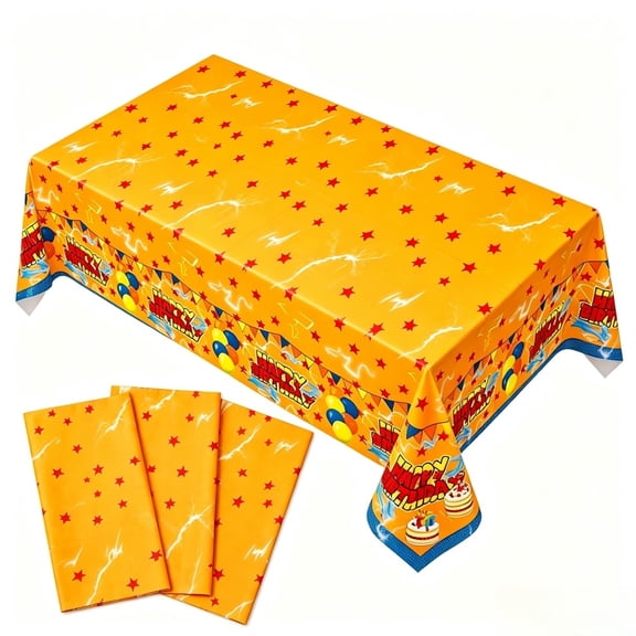 3 Pack Waterproof Tablecloth, Disposable Plastic Table Cover for Birthday Party Decor.
