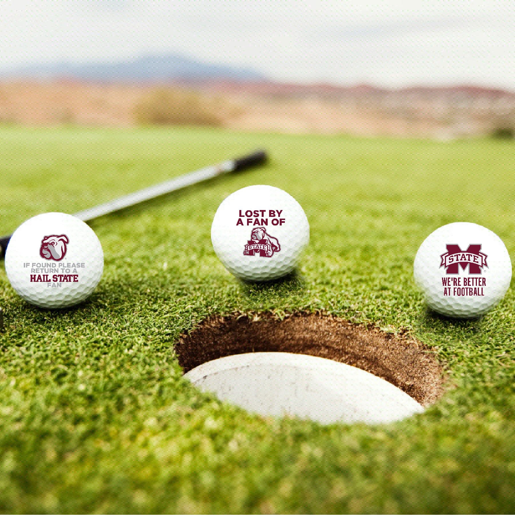 Mississippi State University Bulldogs Edition Funny Taylormade Distance+ Golf Balls 12-Pack (Dozen)