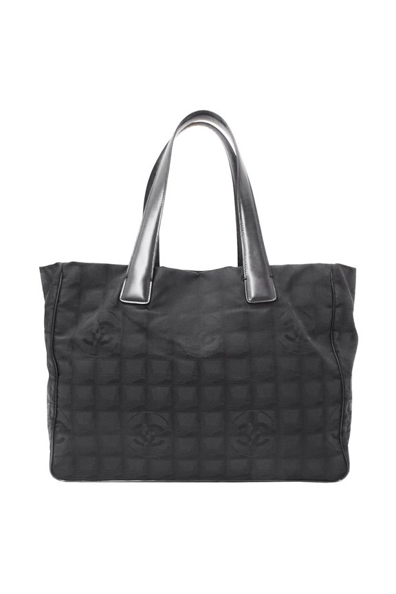 Pre-Owned Chanel CHANEL Women's Handbag, Brand Tote Bag, Nylon New Travel MM, Black with Gold...
