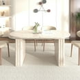 thumbnail image 6 of Noble House Phineas 78.74" Travertine-Inspired Oval Extendable Dining Table for 4–8, Wooden Strip Base, Beige, 6 of 15