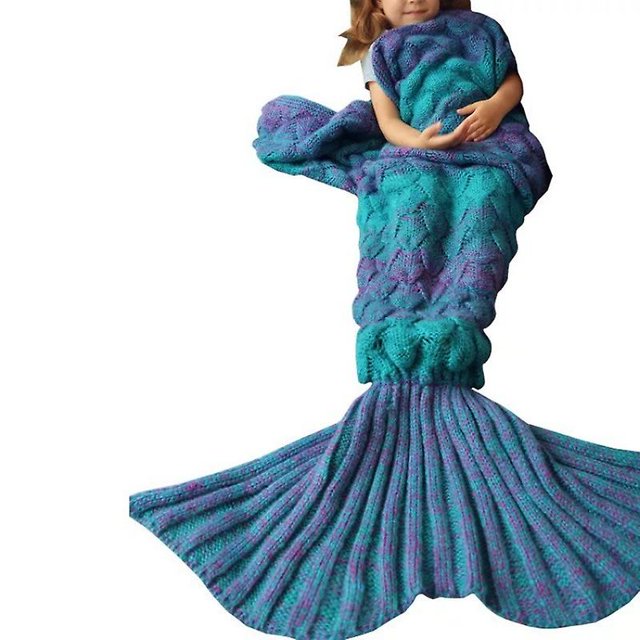 Couverture Queue de Sirène Crochet Couverture Sirène pour Filles Douce Quatre Saisons Couverture de Canapé Cadeau Cool-Week