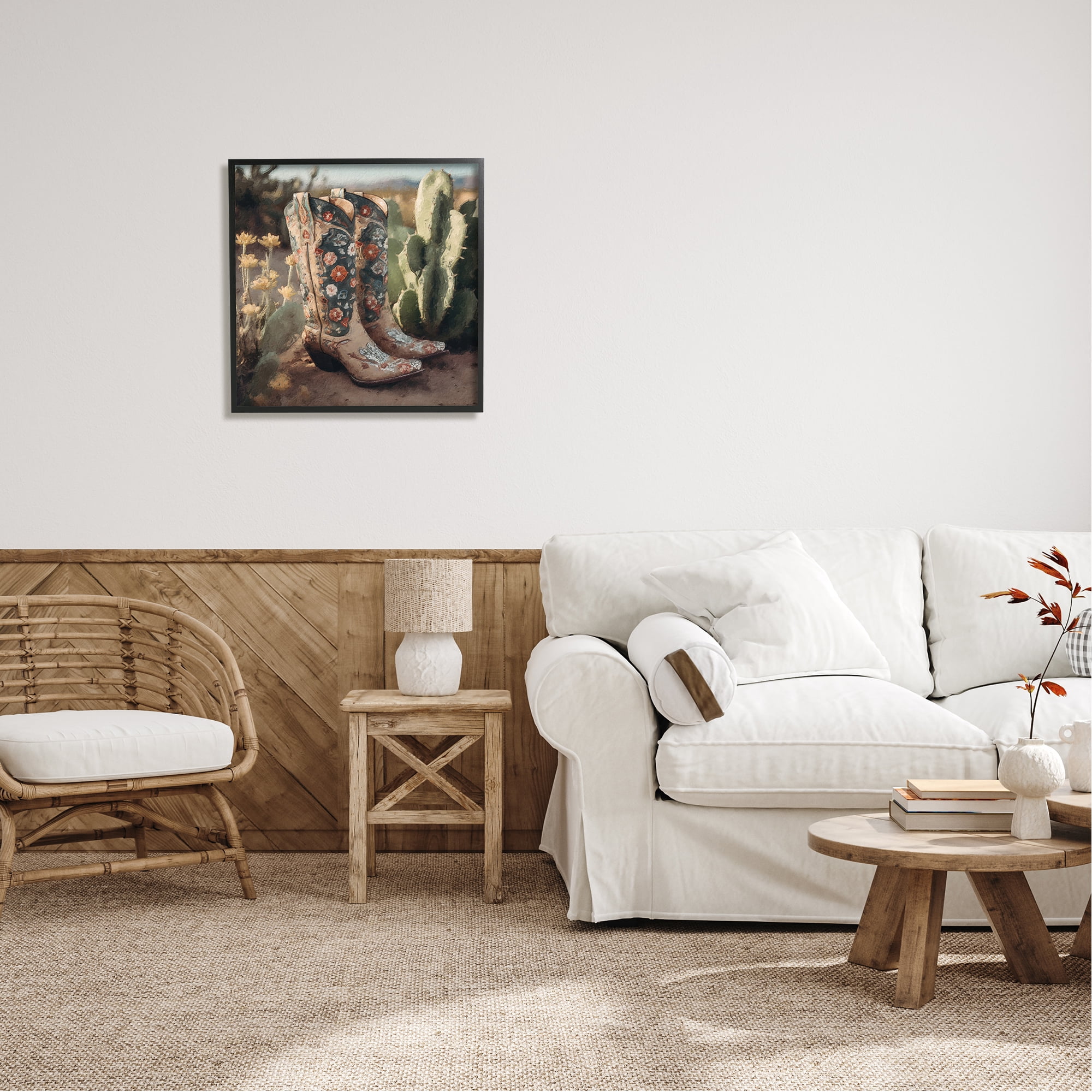 Stupell Industries Cowgirl Boots Landscape Beauty & Fashion Painting Black Framed Art Print Wall Art, 24 x 24