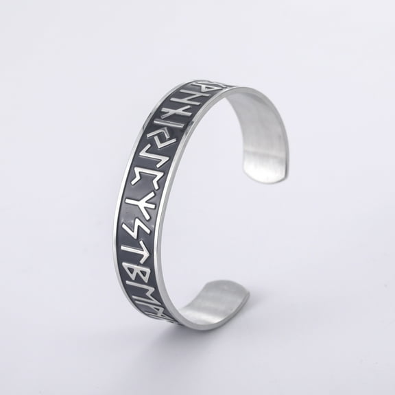 EUEAVAN Viking Norse Runes Bangle Stainless Steel Open Cuff Bracelet for Men Party Gift
