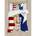thumbnail image 3 of Girls King Size Duvet Cover Set, Blonde Top Model American Woman Wearing USA Flag Swimsuit Western 4th of July Theme Print, Decorative 3 Piece Bedding Set with 2 Pillow Shams, Multi, by Ambesonne, 3 of 3