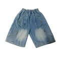 thumbnail image 5 of Coerni Teen Boys Stretch Cargo Denim Shorts Elastic Waist School Jorts Wide Leg Knee Length Cargo Jeans Hip Hop Skateboard Y2k, 5 of 8