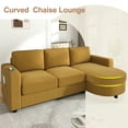 thumbnail image 5 of Harper & Bright Designs L-Shaped Sectional Sofa Set with Curved Chaise and Lounger, 3-Seat Couch with USB Ports, Chenille Upholstered Sectional Sofa for Living Room, Yellow, 5 of 19