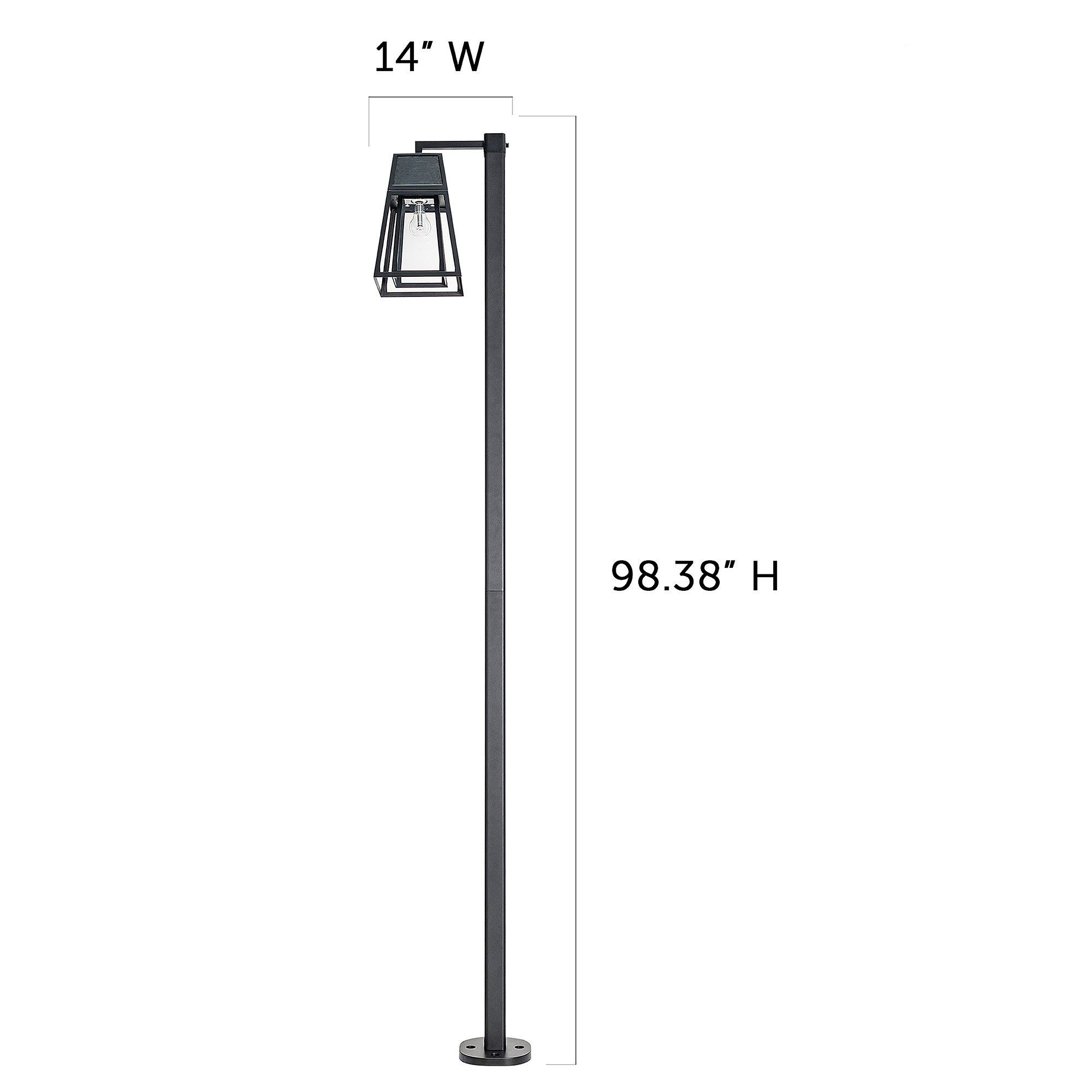 Aria 98 in. 1-Light Black Aluminum Solar Outdoor Commercial Waterproof Post Light Set with LED Light Bulb Included